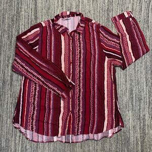 Big Dart Mens Button Down Shirt US 44 Striped Viscose Casual‎ Long Sleeve Red